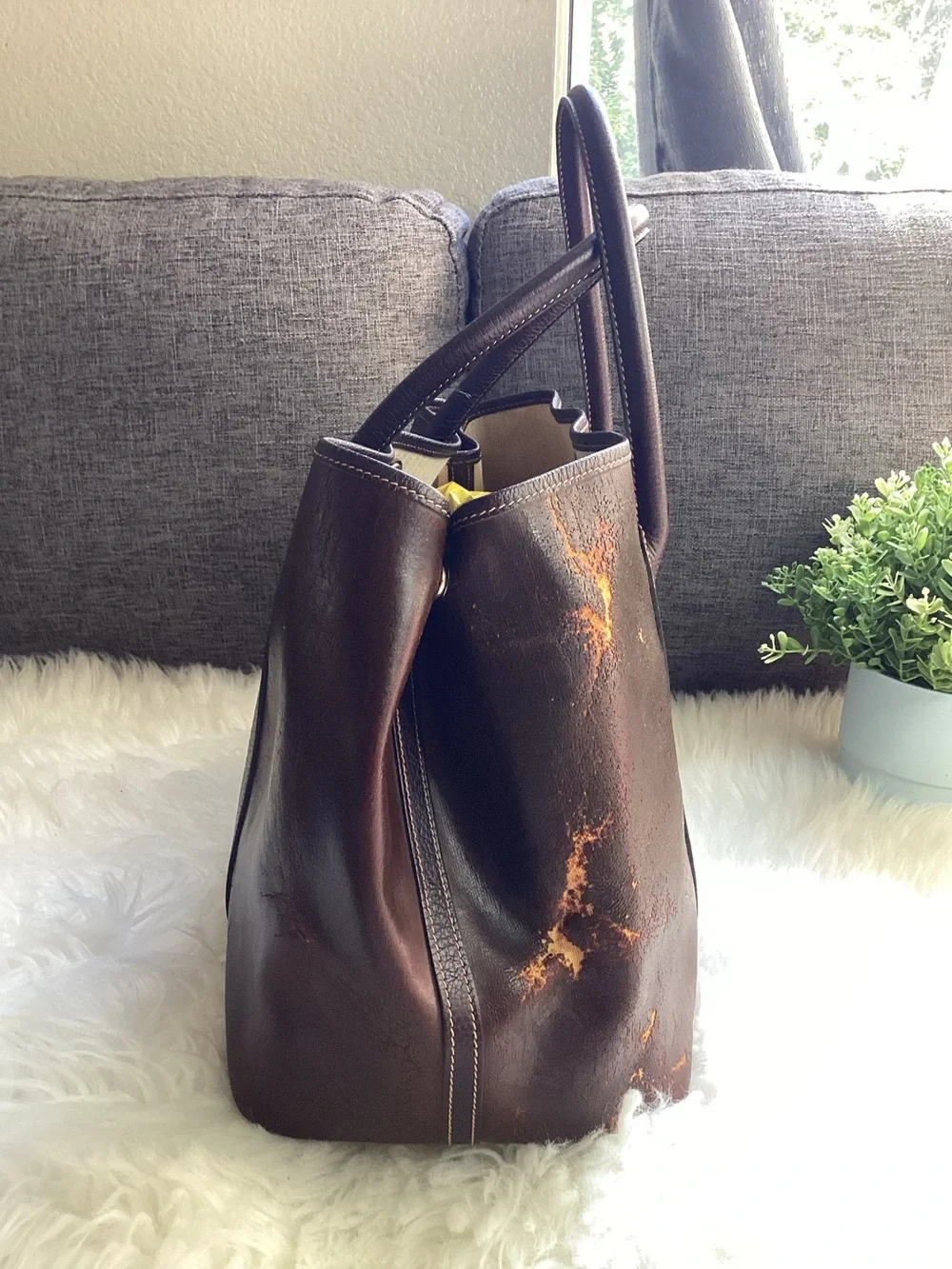 HERMES Amazonia Brown Buffalo Leather Garden Party MM Tote Bag